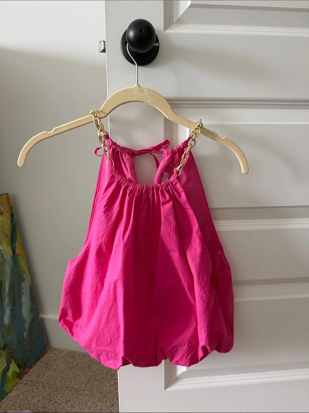 Kids Bright Pink Halter Bubble Romper - Unbranded